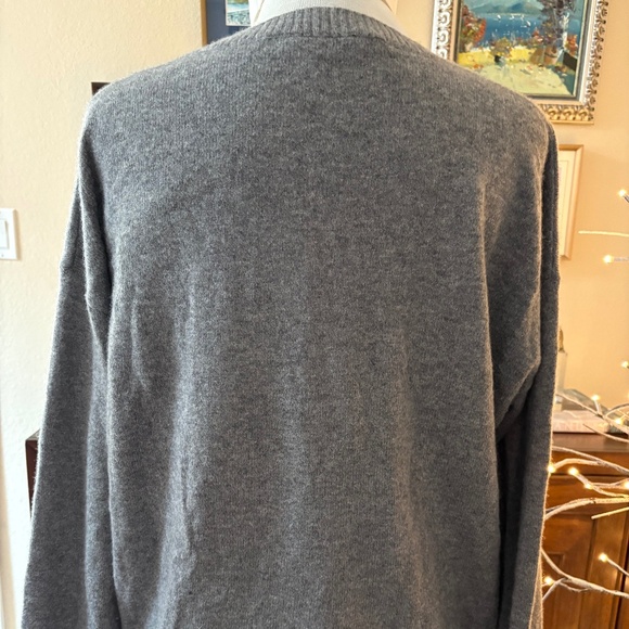 Skull Cashmere Grey Floral Embroidered Sweater — L — 100% Cashmere Statement Kni - Picture 4 of 7